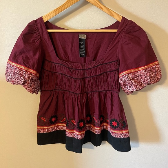 Rare Vintage Anthropologie Lithe Fishermen’s Bridge Peasant Blouse Size 2 - Picture 2 of 9